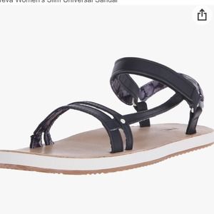 Teva Black Leather Strappy Slim Universal Sandals Size 9